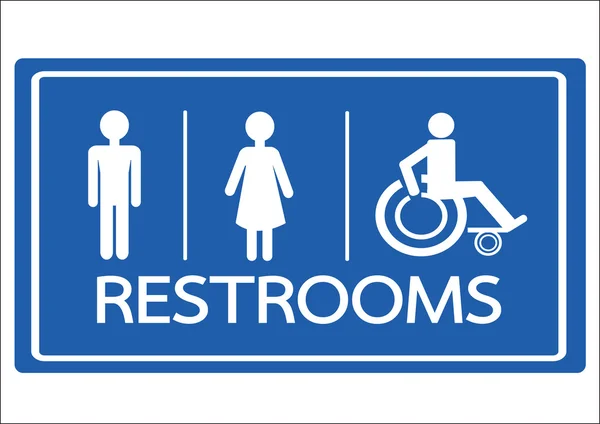 Tuvalet simgesi erkek dişi ve tekerlekli sandalye handikap simgesi — Stok Vektör