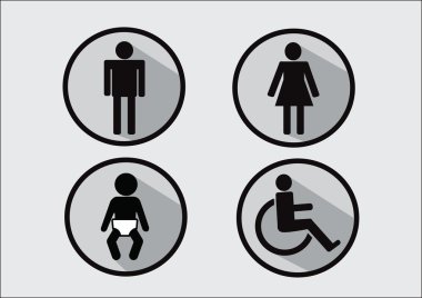 adam kadını sakatlık ve çocuk tuvalet simgesi simgesi 