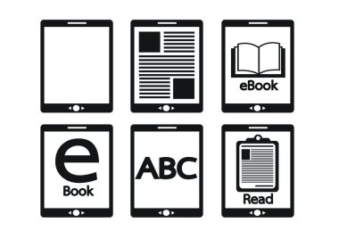 e-kitap okuyucu ve e-okuyucu Icons set