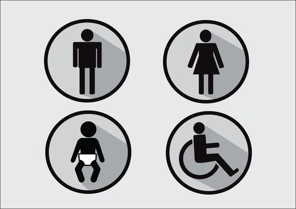 Símbolo de baño Icono de hombre mujer discapacidad y niño — Archivo Imágenes Vectoriales