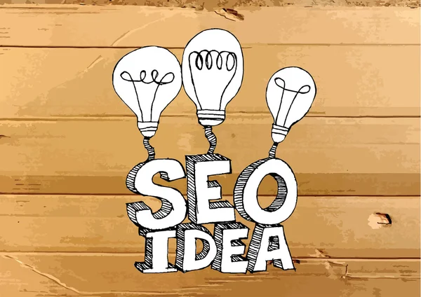 Seo Idea SEO Search Engine Optimization on Cardboard Texture ill — Stock Vector