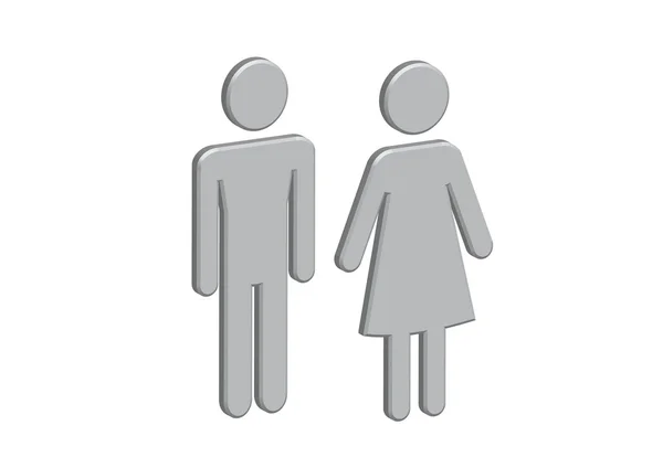 3D-pictogram man vrouw teken icons, WC teken of toilet pictogram — Stockvector