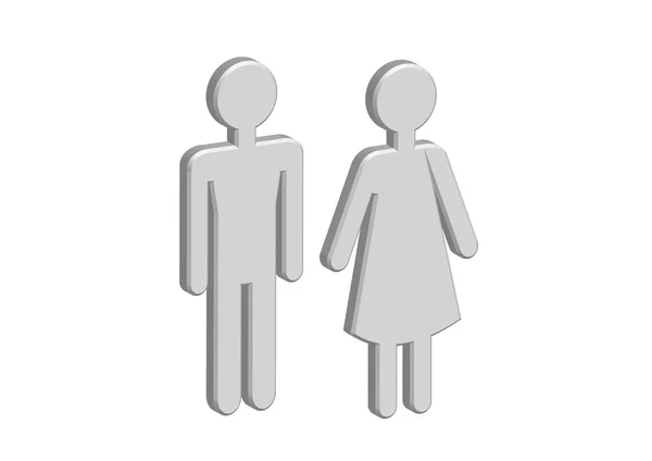 Pictogramme 3D Homme Femme Signer icônes, signe de toilette ou icône de toilettes — Image vectorielle