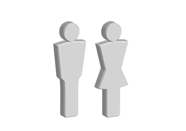 Pictogramme 3D Homme Femme Signer icônes, signe de toilette ou icône de toilettes — Image vectorielle