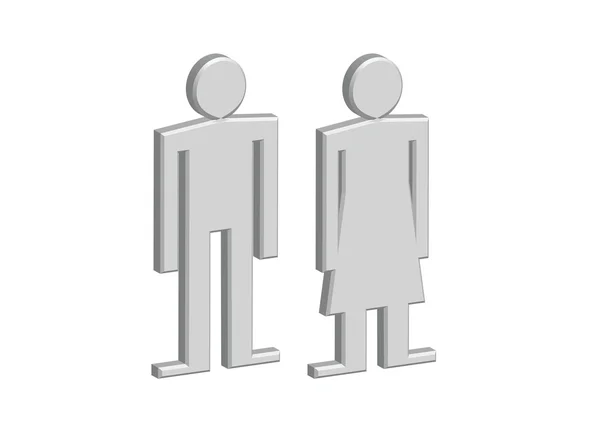 รูปภาพ 3 มิติ ผู้ชาย ผู้หญิง สัญลักษณ์ไอคอน สัญลักษณ์ห้องน้ํา หรือไอคอนห้องน้ํา — ภาพเวกเตอร์สต็อก