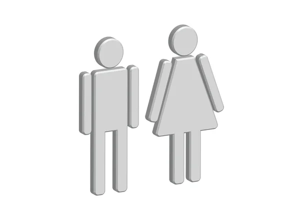 Pictogramme 3D Homme Femme Signer icônes, signe de toilette ou icône de toilettes — Image vectorielle