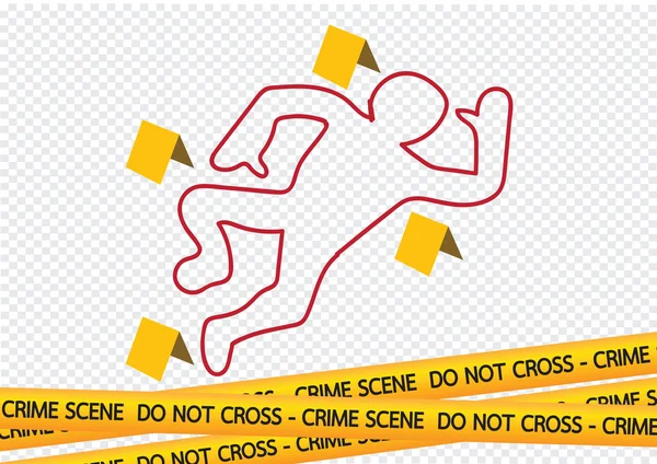 Escena del crimen cintas de peligro ilustración — Archivo Imágenes Vectoriales