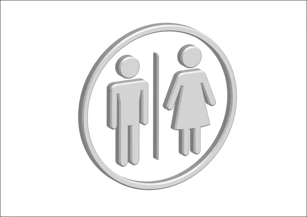 Pictogramme 3D Homme Femme Signer icônes, signe de toilette ou icône de toilettes — Image vectorielle