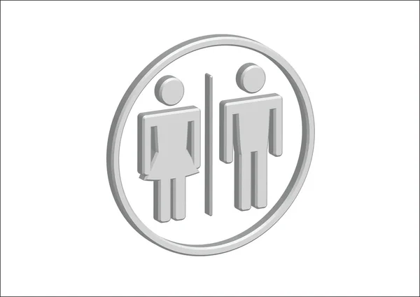 Pittogramma 3D Uomo Donna Segno icone, segno di toilette o icona del bagno — Vettoriale Stock