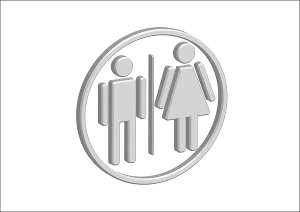 3D piktogram człowiek kobieta znak ikony, ikona znak lub szalet toaleta — Wektor stockowy