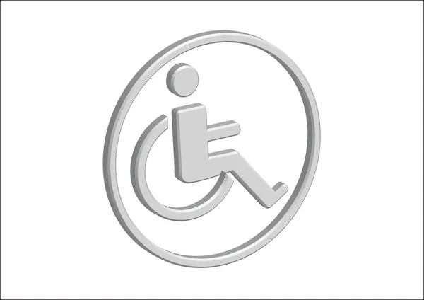 Projektowanie 3D ikona niepełnosprawności wózek inwalidzki — Wektor stockowy