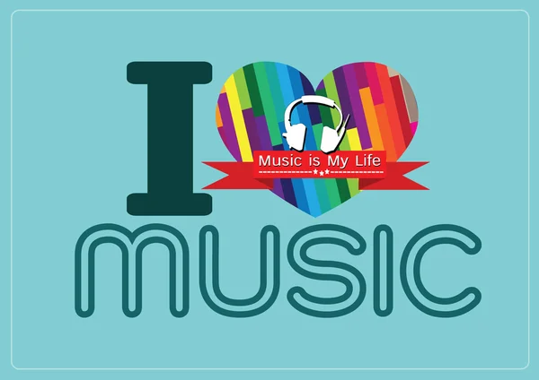 Me encanta Music and Music is My Life tipo de letra palabra con signos idea — Vector de stock