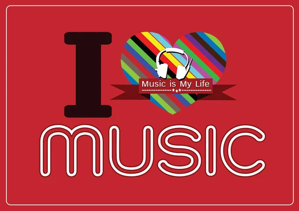 Me encanta Music and Music is My Life tipo de letra palabra con signos idea — Vector de stock