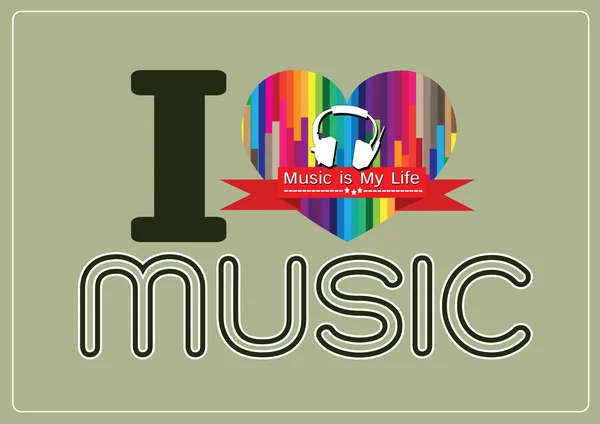 Me encanta Music and Music is My Life tipo de letra palabra con signos idea — Archivo Imágenes Vectoriales