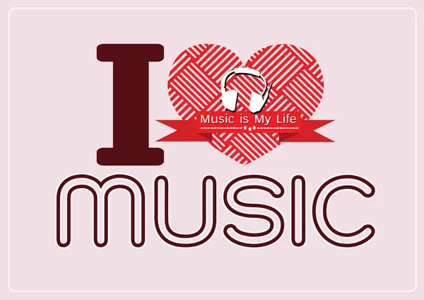 Me encanta Music and Music is My Life tipo de letra palabra con signos idea — Vector de stock