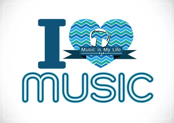 I love Music and Music is My Life word font type with signs idea — Stock Vector