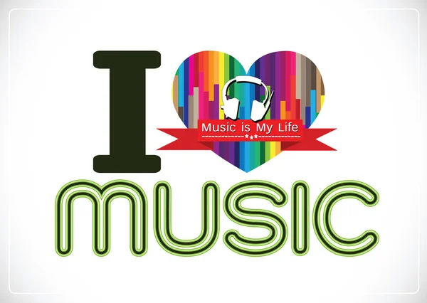 我爱音乐，音乐是我生活字字体类型标志的想法 — 图库矢量图片