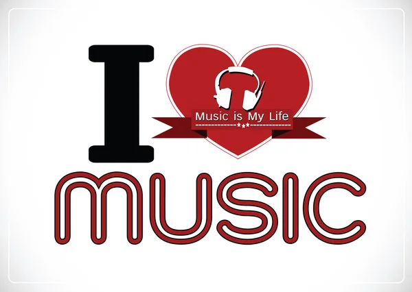 Me encanta Music and Music is My Life tipo de letra palabra con signos idea — Vector de stock