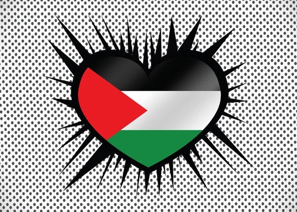 Corazón y me encanta el diseño de la bandera de Gaza — Archivo Imágenes Vectoriales