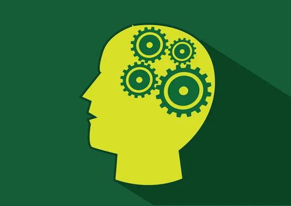 Lidská hlava a gears mozek myšlenkou koncepce — Stockový vektor