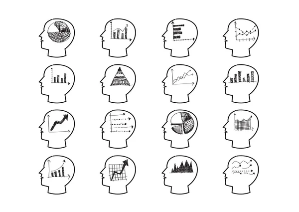 Thinking Heads Chart Icons — Stock Vector