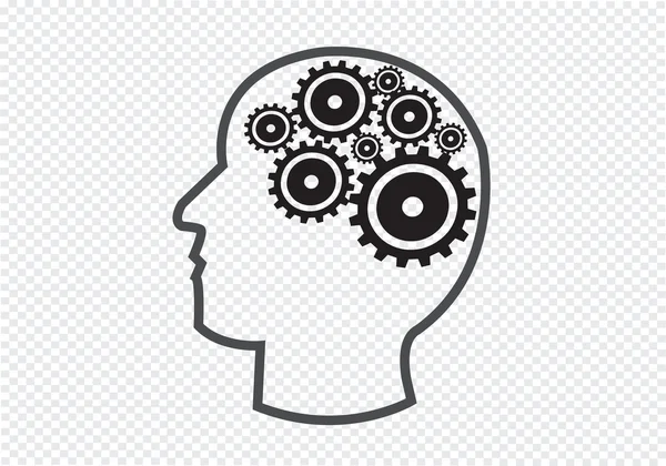Engranajes y cabeza humana concepto de la idea del cerebro — Vector de stock