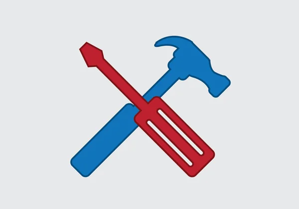 Werkzeug und Hammer-Symbol — Stockvektor