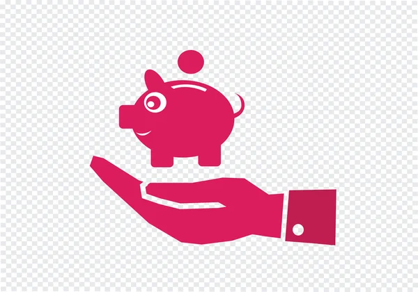 Hand and piggy bank icon — Stock Vector