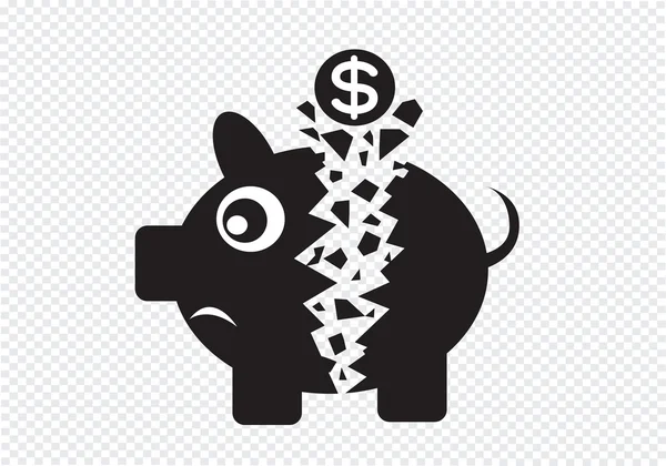 Broken Piggy Bank — Stock Vector