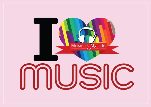 I love Music and Music is My Life word font type with signs idea Royalty Free Stock Illustrations