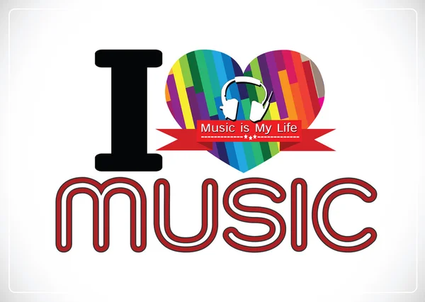 I love Music and Music is My Life word font type with signs idea Vector Graphics