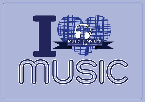 I love Music and Music is My Life word font type with signs idea Stock Vector