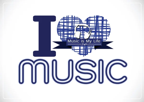 I love Music and Music is My Life word font type with signs idea Vector Graphics