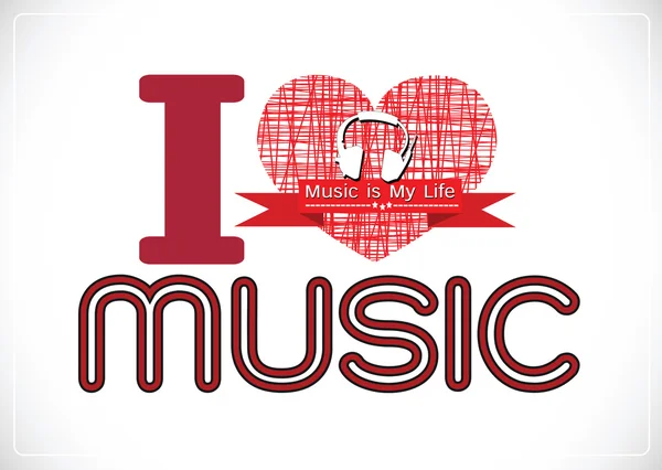 I love Music and Music is My Life word font type with signs idea Vector Graphics
