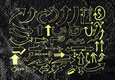 ok ve el duvar doku b sketch okları koleksiyonu çizilmiş