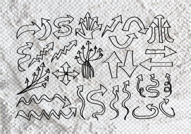 Ok ve elle çizilmiş kroki okları koleksiyonunda duvar doku ba