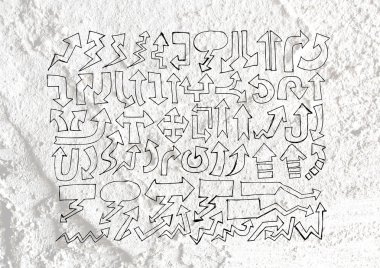 Ok ve elle çizilmiş kroki okları koleksiyonunda duvar doku ba