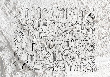 Ok ve elle çizilmiş kroki okları koleksiyonunda duvar doku ba