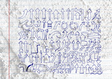 Ok ve elle çizilmiş kroki okları koleksiyonunda duvar doku ba