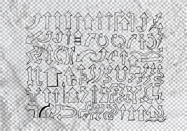 Колекція стрілок зі стрілками та ручним малюнком на текстурі стіни ba — стокове фото
