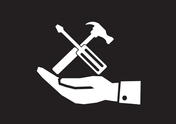 Ikon för hand och verktyg hammare — Stock vektor