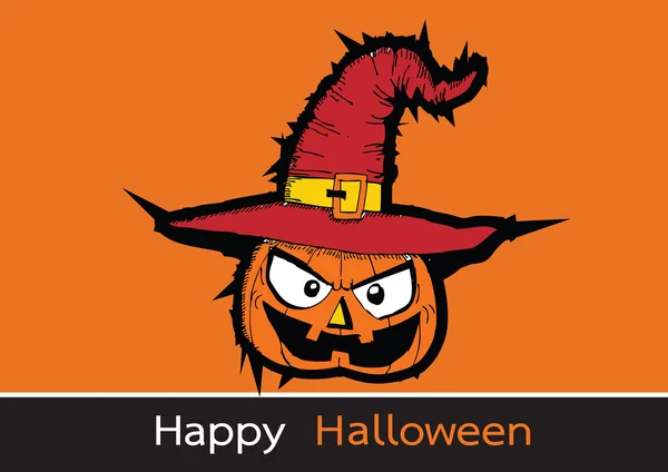 Tarjeta de Halloween con calabaza — Vector de stock