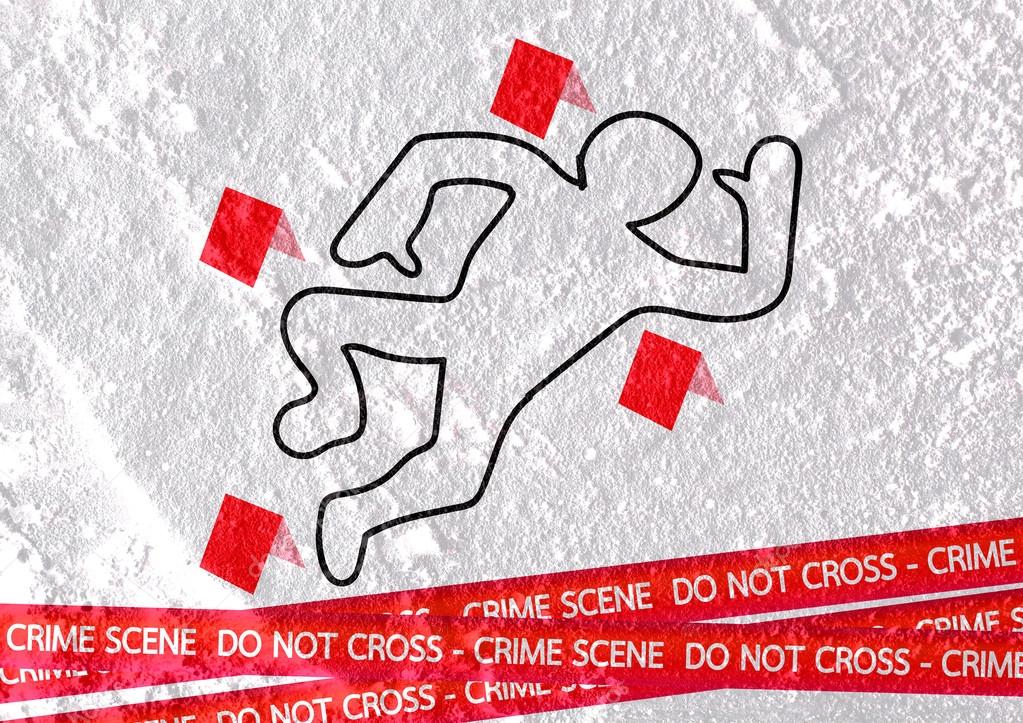 Crime scene danger tapes illustration on wall texture background