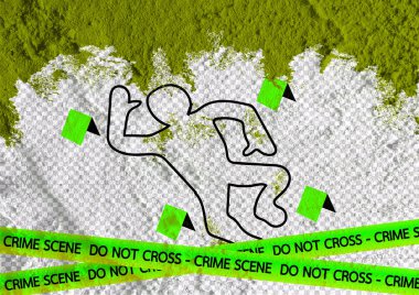 Suç mahalli tehlike kasetleri illüstrasyon duvar doku arka plan üzerinde