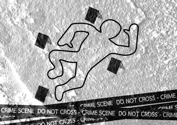 Brottslighet scen fara band illustration på väggen textur bakgrund — Stockfoto