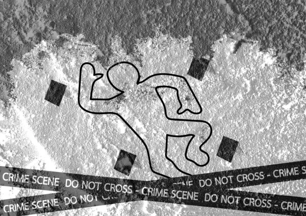 Сцена злочину ілюстрація небезпечних стрічок на фоні текстури стіни — стокове фото