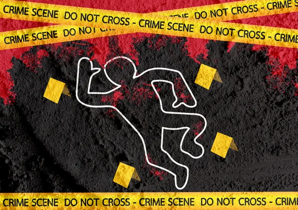 Crime scene danger tapes illustration on wall texture background — Stock Photo, Image