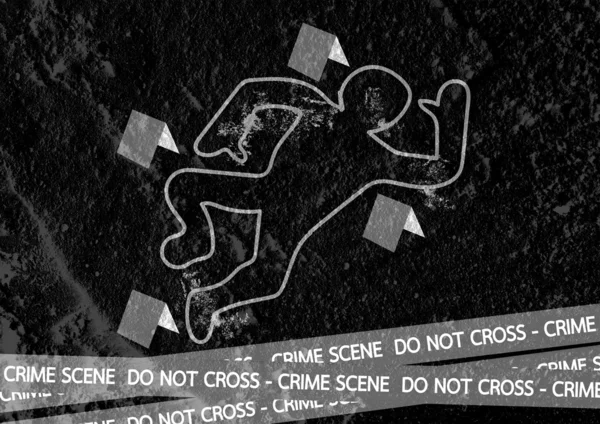 Scena del crimine pericolo nastri illustrazione su sfondo texture parete — Foto Stock