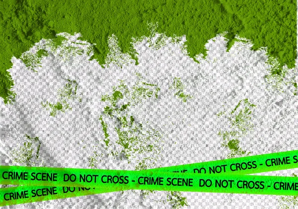 Crime scene danger tapes illustration on wall texture background — Stock Photo, Image