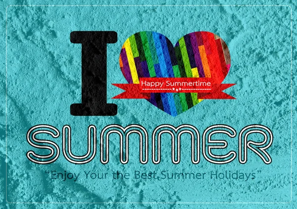 Tarjeta de diseño de idea de verano en pared de cemento Textura de fondo — Foto de Stock